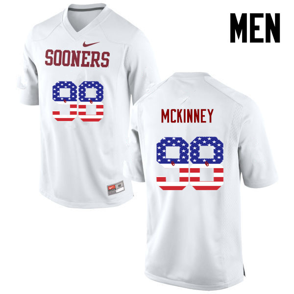 Oklahoma Sooners #98 Zacchaeus McKinney College Football USA Flag Fashion Jerseys-White